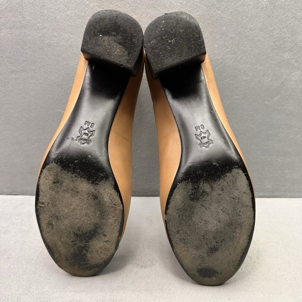 Tory Burch Ethel Two-Tone Tan and Black Leather Block Heel Pumps - Picture 7 of 10